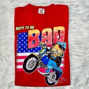 Vintage Garfield‎ Odie 'Born To Be Bad' Biker Tee